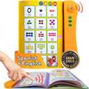 ZEENKIND Spanish & English Talking Learning Book for Kids 2 3 4 5 6 Years Old, Interactive Audio Sound Books, Toddler Educational Toy to Learn Spanish, Electronic Bilingual Toys, Juegos para Nios (Version 1: 23 Pages)