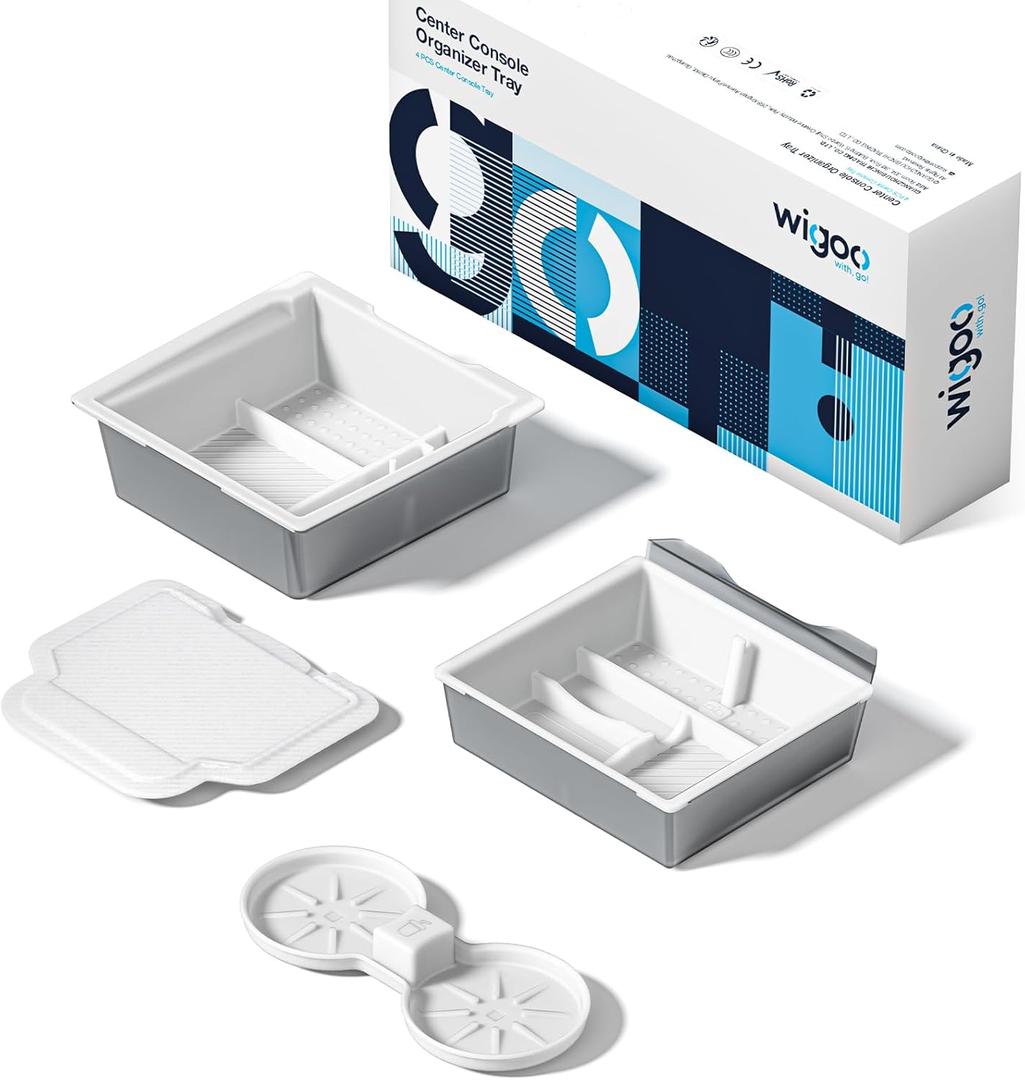 for 2026 Tesla Model Y/3/YL Accessories Console Organizer 4PCS White | Fits Tesla 2025 2026 Model Y/YL (Premium Performance) & 2024 -2026 Model 3 Console Storage Double-Layer Tray, Smooth Sliding