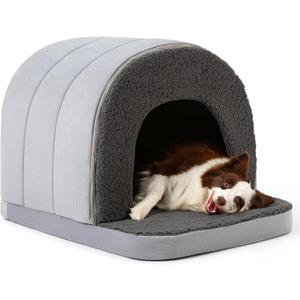 Orthopedic Dog Bed House - Dog House Indoor with Egg-Crate Foam - Tent Bed with Waterproof Lining & Nonskid Bottom, Ideal for Extra Large Breeds & Fits 42-Inch Crate - 41"x27", Charcoal