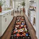 Black/Brown Rug for Hallways Kitchen Rug 2x8, Non Slip Washable Rugs with Rubber Backing Soft Floral Carpet Runner for Hallways, Kitchen, Laundry, Bedroom, Bathroom (2 x 8, Black/Brown)