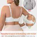 Plus Size V-Neck Wireless Bras for Women Seamless Everyday Bras U-Back Design W-Shaped Jelly Support Barlette 4XL White (White, XXXL)
