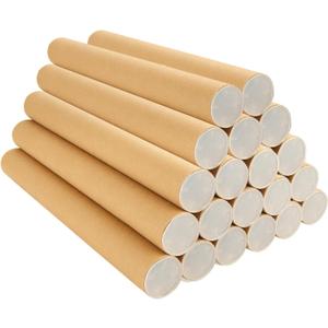 20PCS 1.5x12-Inch Mailing Tubes with Caps, Cardboard Shipping Tubes, Kraft Paper Tube Mailers for Shipping, Packing, Art Prints, Maps, Blueprint