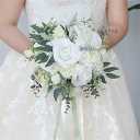 Wedding Bouquet Artificial Roses Flower Bride Bridal Bouquets Handmade Silk White Rose Flower Wedding Bridal Bouquets for Church Party Home Decoration