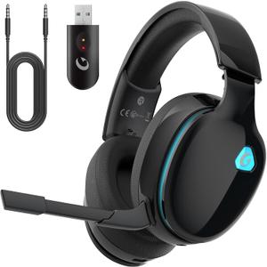 Gaming Headset Wireless 2.4GHz for PS5, PS4 Fortnite/Call of Duty/FPS Gamers, PC, Switch, Bluetooth 5.3 Gaming Headphones with ENC Microphone, Surround Sound, 40+H Battery (Black)