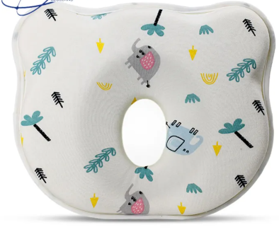 Memory Foam Baby Pillow,Cute Cartoon Bear Soft and Cozy Pillow, Breathable Bedding Set for Infants for Small Boys and Girls Prevent Flat Head (Light Blue)