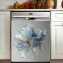 Dishwasher Magnet Cover 23" x 26", Reusable Magnetic Dishwasher Door Cover, Decorative Appliance Panel to Hide Scratches, Fits Standard Magnetic Dishwasher Doors, Blue Transparent Flower