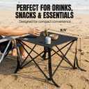 Sunset Cliffs Portable Beach Table with 2 Cup Holders & Carry Bag Lightweight Folding Camping Side Table 19" x 19" Compact Outdoor Table for Sand, Picnic, and Travel Black