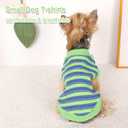 Dog Shirt, Pet Clothes for Chihuahua, Yorkie Teacup Costumes Striped, Small Dogs Sleeveless Tank Top Vest, Breathable Cotton Puppy T-Shirt, Cat Apparel Outfit (Green, L)