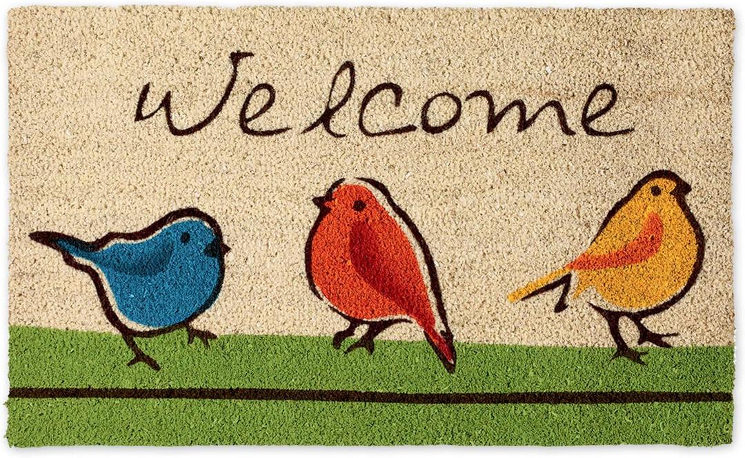 DII Natural Coir Doormat Outdoor Welcome Mat, 17x29, for The Birds