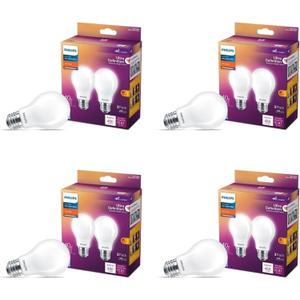PHILIPS LED 60W A19 8-Pack Ultra Definition (2700K) 800 Lumen (8W = 60W) Dimmable Frosted Flicker-Free Light Bulbs