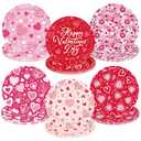 QZYL 48 PCS Valentines Plates, 9 IN Pink Red Color Heart Paper Plates, Round Heart Love Design Valentine's Plate Love Party Plates, Disposable VD Dinnerware for Valentines Anniversaries Wedding