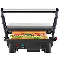 Chefman Electric Panini Press Grill, Compact 2Slice Sandwich Maker, NonStick Coated Plates, Opens 180 Degrees, Dishwasher Safe, Removable Drip Tray, Stainless Steel/Black