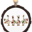 Goose Christmas Wooden Ornament, Goose Lovers Wooden Ornament Gifts for Women Men, Funny Geese Farmhouse Ornaments for Xmas Tree Holiday Winter Decoration