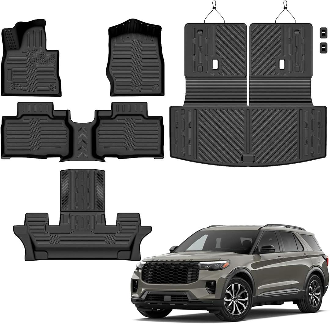 Auxko Floor Mats Cargo Mat Backrest Mat for Ford Explorer 2020-2026