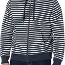 Amazon Essentials Men's Full-Zip Fleece Hoodie (X-Large, Navy White Stripe)