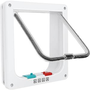 Safety Pet Door with 4 Way Lock, Weatherproof Cat Flap for Sliding Door, and Wall(X-Large, 11 * 9.8 * 0.78in)