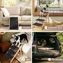 Luciphia Wooden Dog Stairs for Small Dogs 2-in-1 Foldable Dog Steps for Beds Cars Couch Anti-Slip Pet Ramp with 3 Steps Indoor Pet Stairs for Medium Large Older Pets Cats up to 220lbs