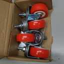 2 inch M8 Stem Casters M8x15 Bolt Threaded Wheel,PVC Rubber Swivel Single Caster Screws in Wheels Small-Red