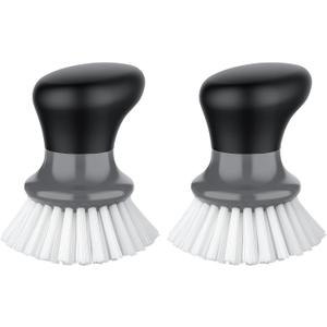 MR.SIGA Dish Scrub Brush, Palm Brush Dish Scrubber with Ergonomic Grip, Kitchen Brushes for Dishes, Gray, Pack of 2