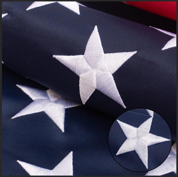 American flag 5x8 FT for Outside, Heavy Duty Polyester USA Flag Outdoor with Embroidered Stars, Sewn Stripes, US Flag with Brass Grommets for Indoor, Outdoor, All Weather
