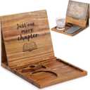 Book Holder Stand for Reading Rest, Wooden Foldable Bookshelf with Thumb Page Holder, Cup, iPad & Phone Stand, Book Nook Reading Valet Desktop Triangle Bookstand for Readers Bookworms Gifts