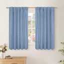 BGment Denim Blue Linen Curtains 48 Inch Length for Short Windows, Light Filtering Drapes Textured Rustic with Rod Pocket Back Tab for Office Bedroom Bathroom Country, 2 Panels Set, 42 Inch Wide