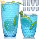 BELLAFORTE Shatterproof Plastic Tumbler Set Laguna Beach 19oz Tall & 12oz Short Drinking Glasses Unbreakable Stackable Drinkware for Indoor Outdoor, Dishwasher Safe, BPA Free (Blue, 12)