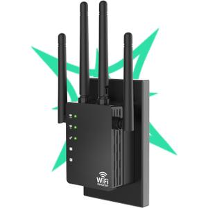 105-Device Compatible WiFi Extender Signal Booster, WiFi Extender, 12880 Sq.Ft Long Range, Dual Band 5GHz/2.4GHz 1200Mbps, Simple Installation for Home & Outdoor