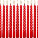 10 Inch Red Spiral Taper Candles Set of 12 Pack Unscented Dripless Candlesticks for Christmas,Dinner,Party,Brithday,Wedding and Home Decoration