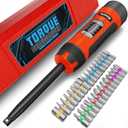 Aiourx Long Shank Torque Screwdriver Set, 1-11 Inch Pounds lbs, 1 in-lb Increment, 32 Pcs 1/4" Drive Torque Screwdriver Wrench with S2 Steel Bits for Bicycle Repair, and Mounting