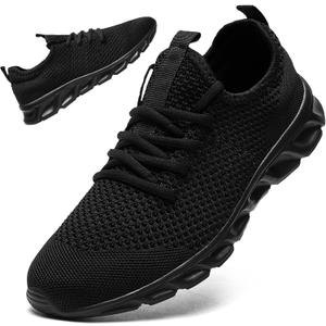 Linenghs Mens Running Shoes Tennis Gym Sneakers Casual Slip On Walking Lightweight Athletic Workout Breathable Fashion Sports Shoes,Black Size 10