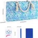 American Mahjong Set with Blue Carrying Bag and Accessories, 160 Deep Blue Engraved Tiles, 4 All-in-One Rack/Pushers, 1.2’’ Mahjong Tile Set, 1.2 x 0.9 x 0.59 inches
