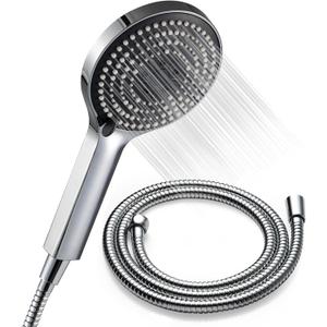 OFFO Handheld Shower Head Set, 6-Mode High Pressure Handheld Sprayer with 60 Inch Stainless Steel Shower Hose, High Flow Large Powerful Boosting Handheld Showerhead for Low Water Pressure, Chrome