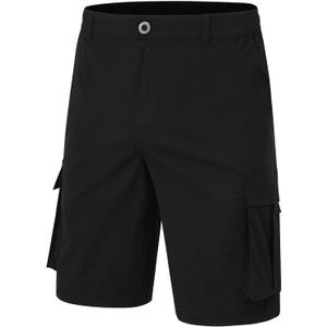 Yundobop Men's Casual 9" Inseam Cargo Shorts Twill Classic Stretch Golf Summer Short with 6 Pockets (Black)