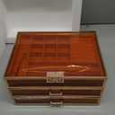CoralHouse Jewelry Box,3-Tier Large Glass Jewelry Organizer with Velvet Lining and Copper Handles - Ideal for Rings, Earrings, Necklaces, Bracelets, and Watches.