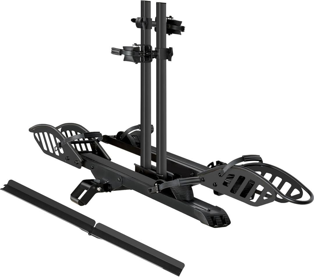Young Electric E-Bike Rack with Ramp, Hitch 2 Bike Rack, 200 lbs Capacity Electric Bike Carrier, Foldable Platform Mount for Cars, Trucks, SUVs, Minivans, Up to 5-Inch Fat Tire for 2'' Receiver
