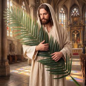 Giegxin 1 PC 55 Inch Palm Branches Leaves for Palm Sunday Easter Palms Fronds Artificial Leaves Stem Religious Christian Decor for Easter Holy Week Floral Arrangement Supply Church Altar Decor (Green)