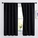 NICETOWN Complete 100% Blackout Curtains, Thermal Insulated & Energy Efficiency Window Draperies with Black Liner, Noise Reducing Drapes for Kids (Black, 52 inches W by 63 inches L, Double Panels)