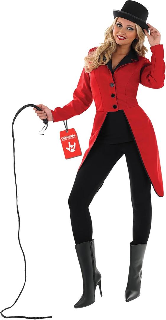 fun shack Red Ringmaster Jacket Women, Circus Ringmaster Costume Women, Women Lion Tamer Costume, Ringleader Costume Women (Medium)