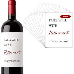 Set of 10 Funny Paires Well with Retirement Wine Labels, Retirement Gifts for Women Men Wine Bottle Stickers