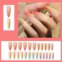 72Pcs Press on Nails Long Stiletto Fake Nails Glossy Glue on Nails Medium Length Acrylic Nails Full Cover Stick on Nails Reusable Acrylic Artificial Nails Glue on Nails for Women