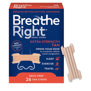 Breathe Right Nasal Strips Extra Strength Tan Nasal Strips Help Stop Snoring Drug-Free Snoring Solution & Instant Nasal Congestion Relief Caused by Colds & Allergies 26ct