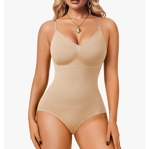 Irisnaya Women Slimming Bodysuits Shapewear Tops Tummy Control Body Shaper Spaghetti Strap Camisole Leotards Bodycon Jumpsuit, Size 2XL