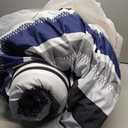 WONGS BEDDING Comforter California King Size, Navy Blue Striped Cal King Comforter Set, 7 Pieces Bed in a Bag Soft Bedding Set with Comforter, Flat Sheet, Fitted Sheet, Pillow Shams, Pillowcase