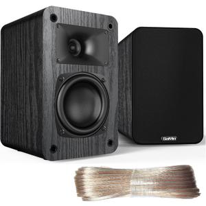 Saiyin Passive Bookshelf Speakers,4Ω, Needs Amplifier to Operate for Desktop Stereo or Home Theater Surround Sound,Wall Mountable,Include 20 Gauge Speaker Wire Cable(OFC)