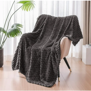 Exclusivo Mezcla Large Soft Fleece Throw Blanket, 50"x70" Stylish Jacquard Throw Blanket for Couch, Cozy, Warm, Lightweight Dark Grey Blanket