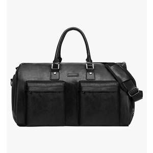 Leather Garment Bag for Travel, Modoker Carry On Suit Carrier Travel Bag with Shoulder Strap/Multiple Pockets - Ideal for Business Trips & Weekend Getaways - The Garment Duffel Bag for Traveling Men