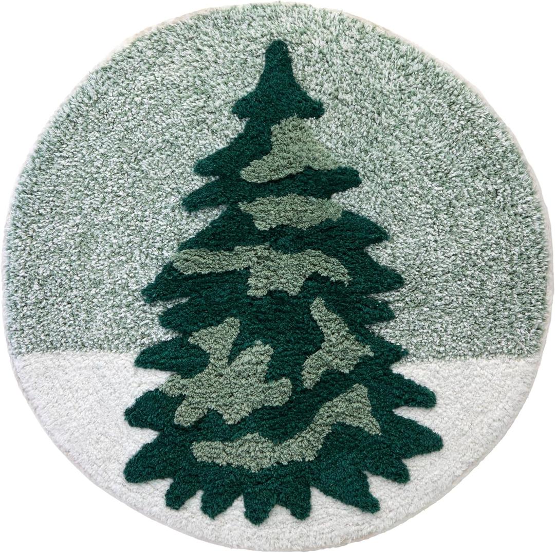 SKL Home Christmas Winter Pines 100% Cotton Rug, Plush & Absorbent, Slip-Resistant, Green