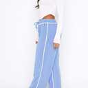 DISCIPBUSH Track Pants Women Sweatpants Soft Jogging Straight Pajama Sweats Wide Leg Sweatpants Women Lounge Pants Joggers (Blue, L)