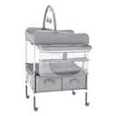 VEVOR Baby Changing Table, Foldable Diaper Change Station with 2 Fabric Drawers, Side Basket and Hanging Rod, Adjustable Height Changing Table with Lockable Wheels and 2 Star Toys, Light Gray